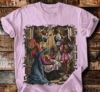 Saints Over Sinners Vintage Nativity Graphic Tee | Bold Christian Streetwear |
