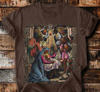 Saints Over Sinners Vintage Nativity Graphic Tee | Bold Christian Streetwear |
