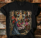 Saints Over Sinners Vintage Nativity Graphic Tee | Bold Christian Streetwear |