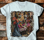 Saints Over Sinners Vintage Nativity Graphic Tee | Bold Christian Streetwear |